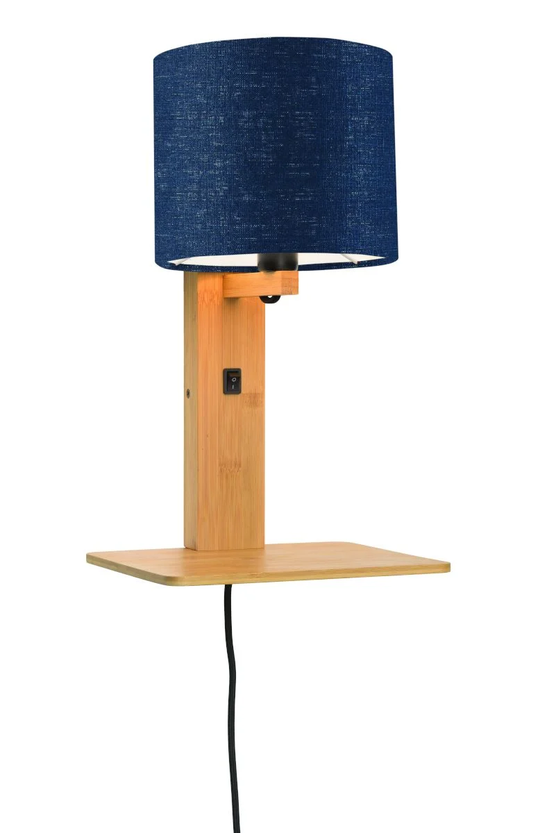 Andes Bamboo Linen Wall Lamp w/ Shelf - Image 55