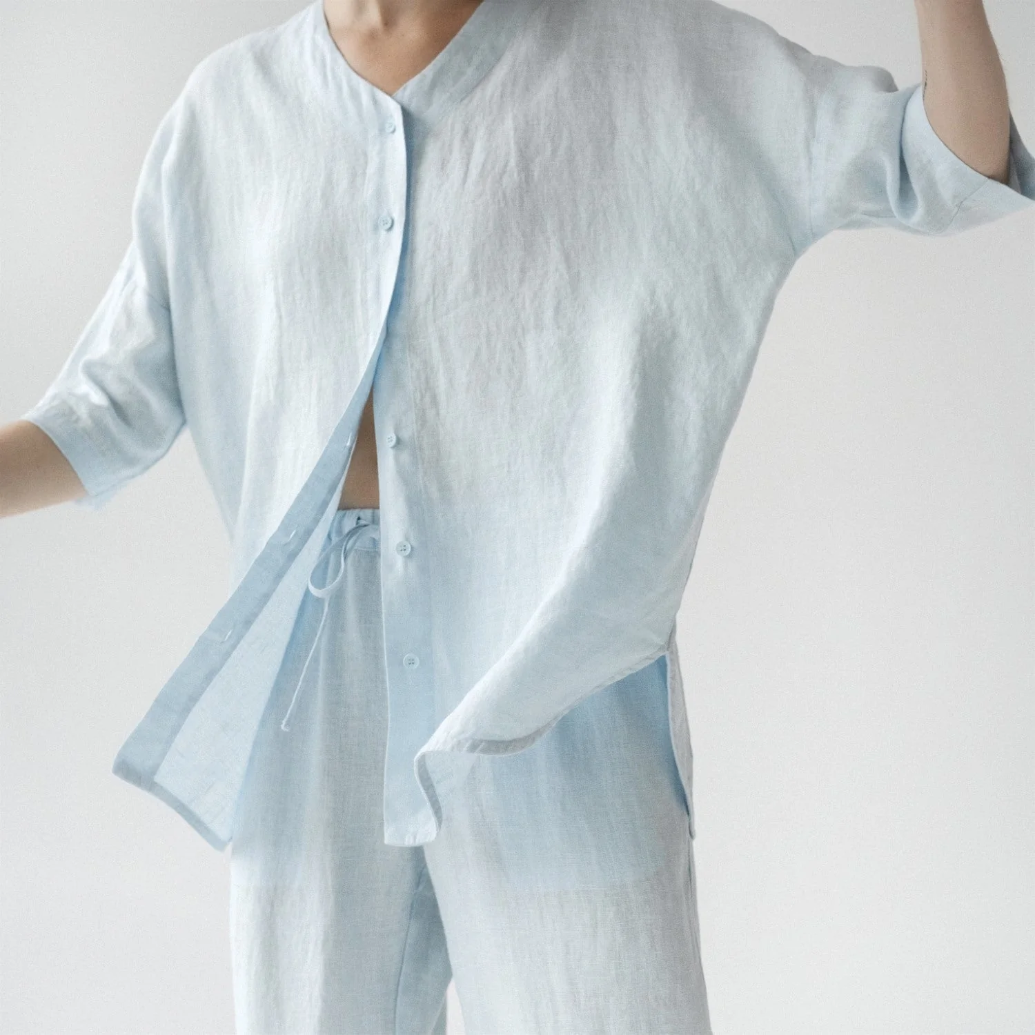 Light Blue Linen Loungewear Set - Image 5