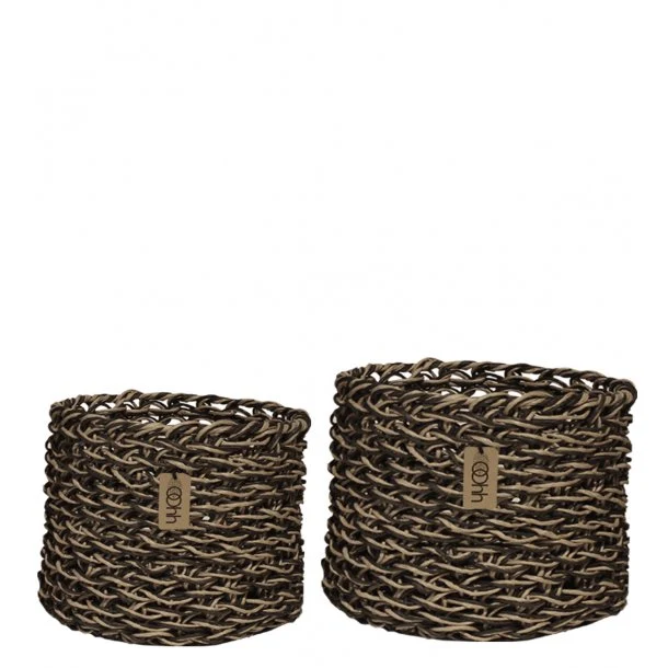 Natural Black Handwoven Paper Baskets (Set of 8) - Image 2