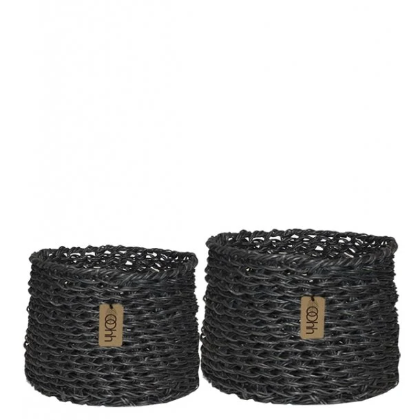 Natural Black Handwoven Paper Baskets (Set of 8) - Image 5