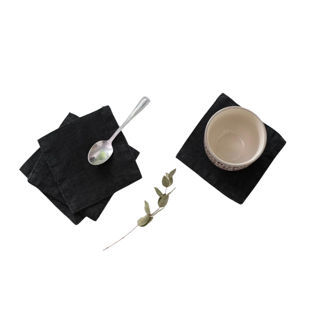 Black Linen Coasters
