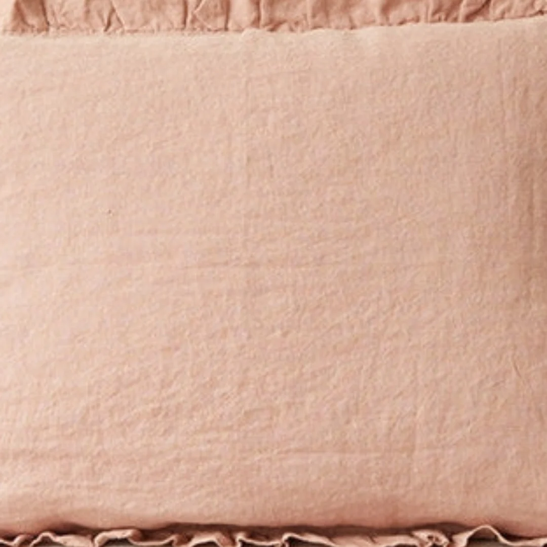 Cafe Creme Linen Pillowcase with Frills - Image 3