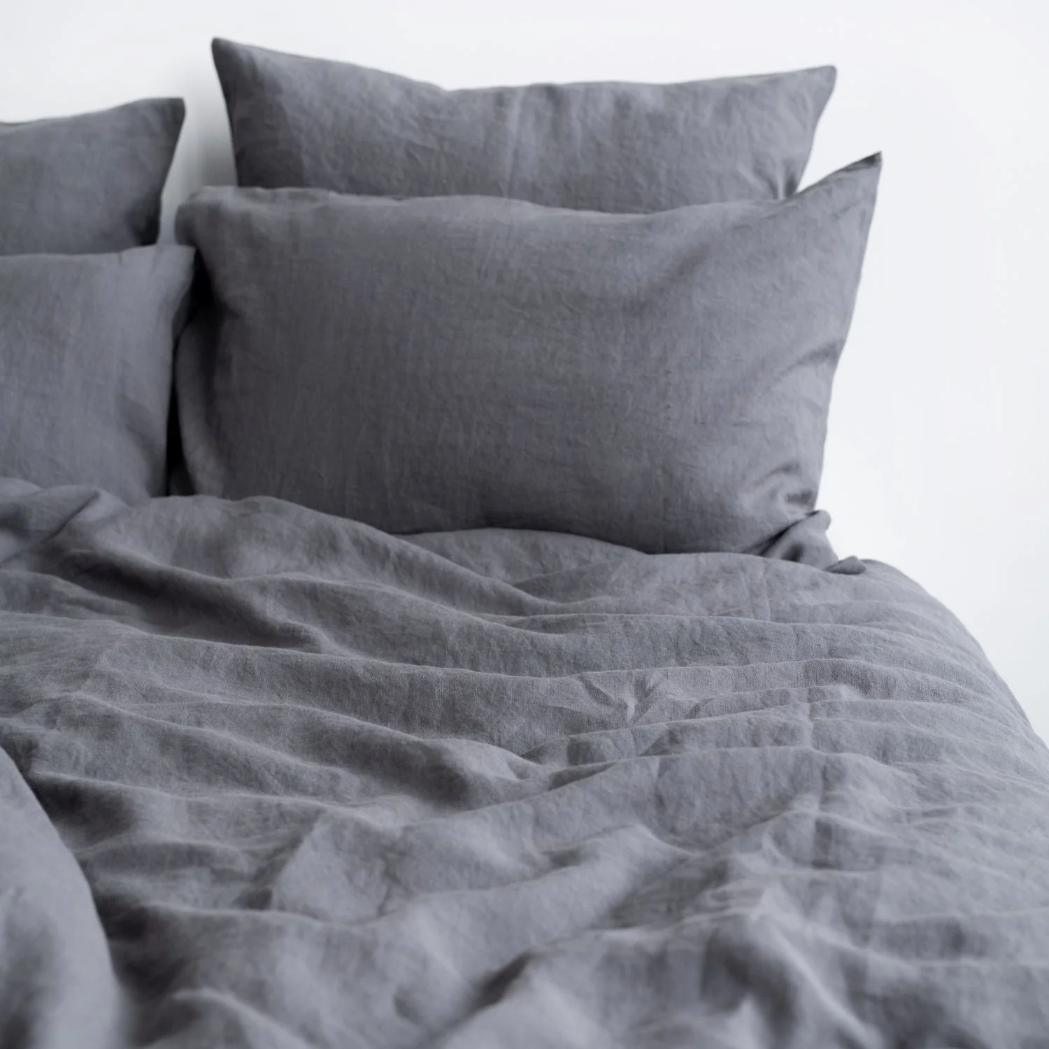 Dark Grey Linen Duvet Cover Set - Image 9