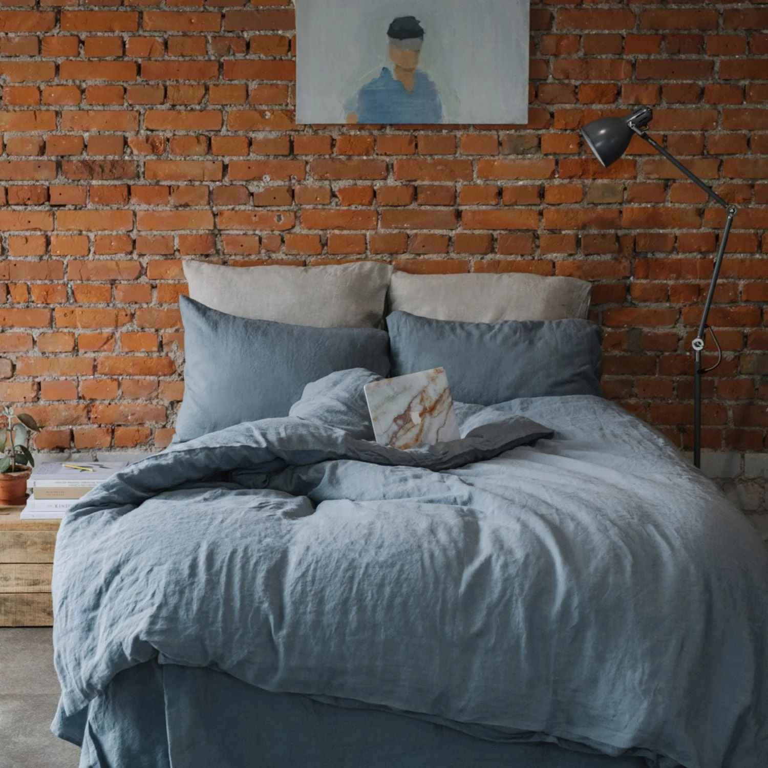 Blue Fog Linen Duvet Cover Set - Image 4