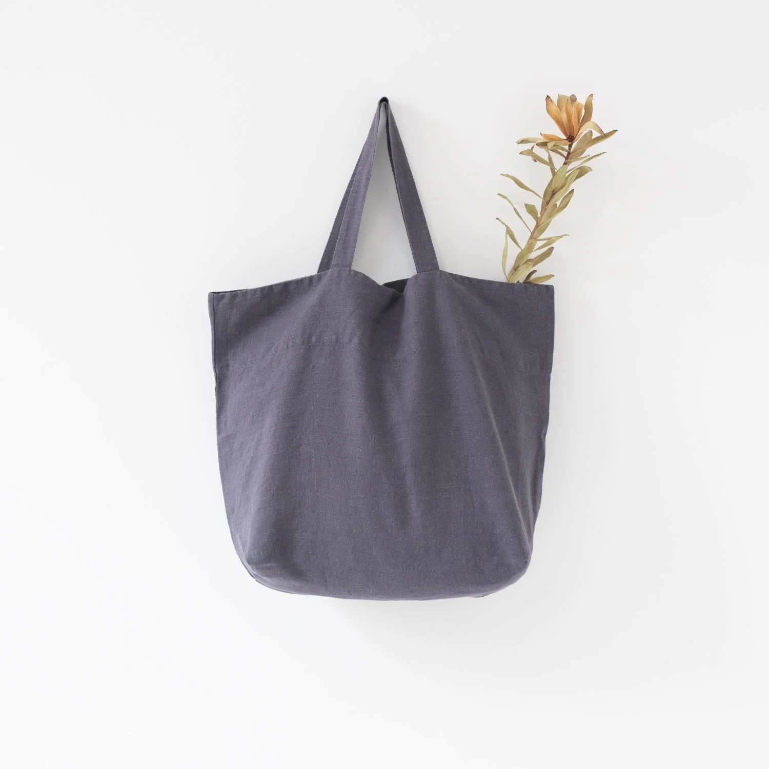Dark Grey Large Linen Bag - Image 2