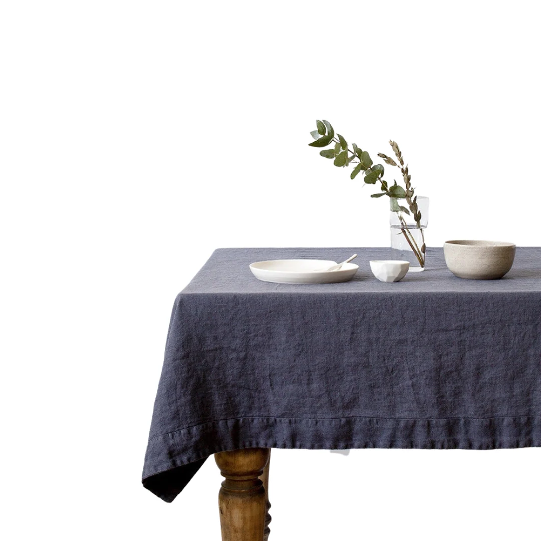 Dark Grey Linen Tablecloth