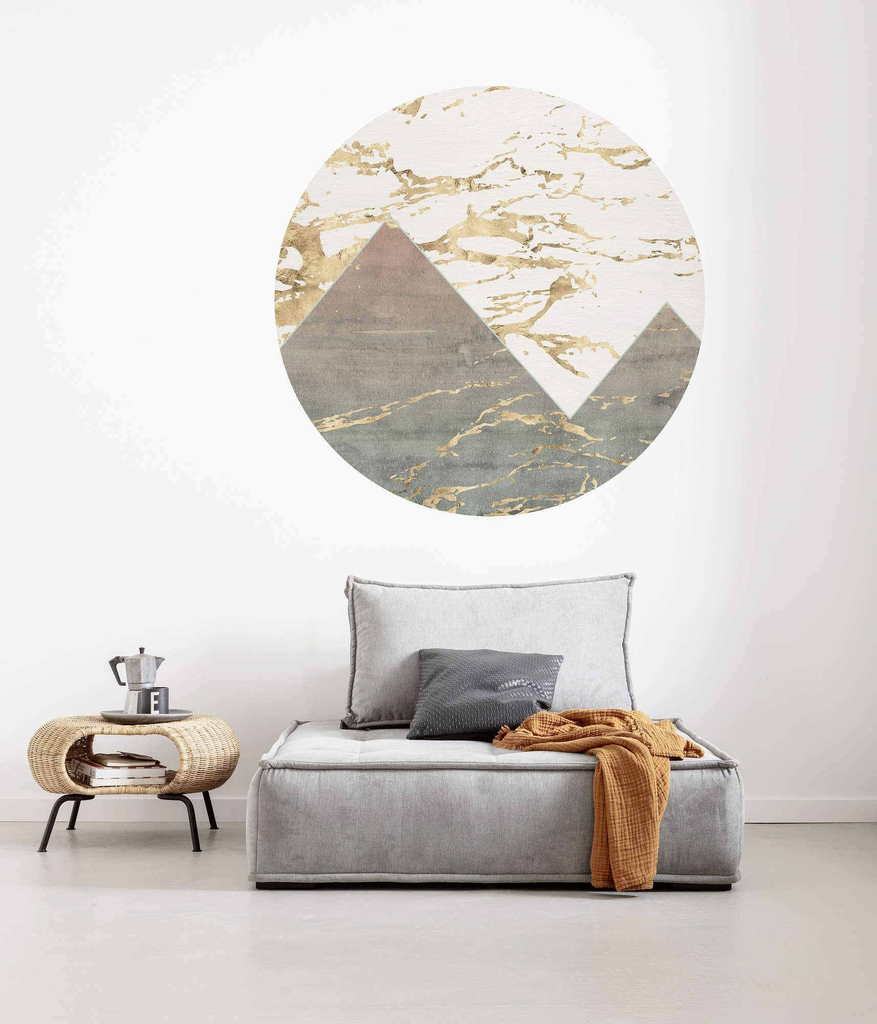 Gold Peaks Circle Wallpaper (Self-Adhesive)