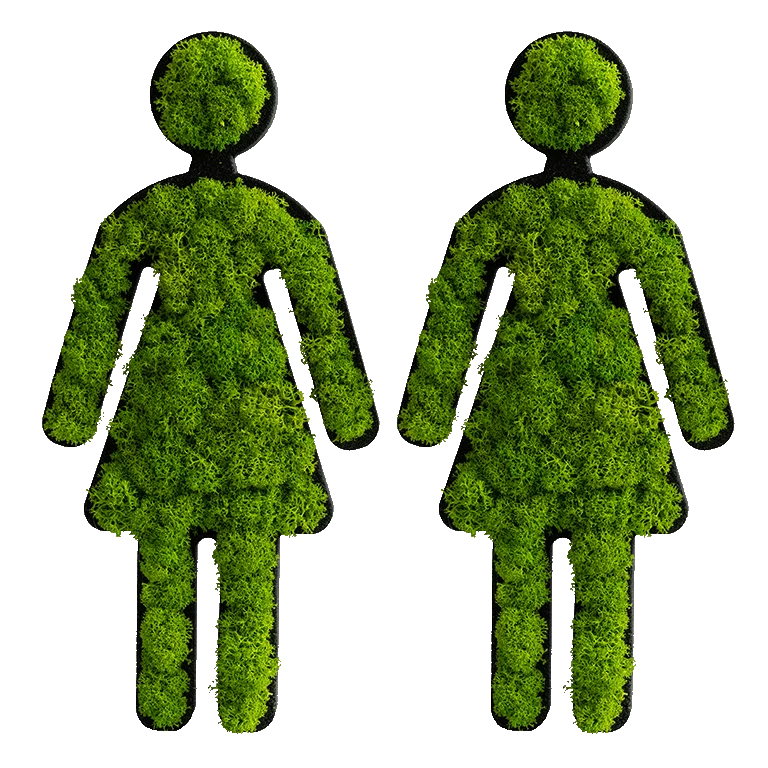 Green Toilet Signs Moss Wall Art - Image 20
