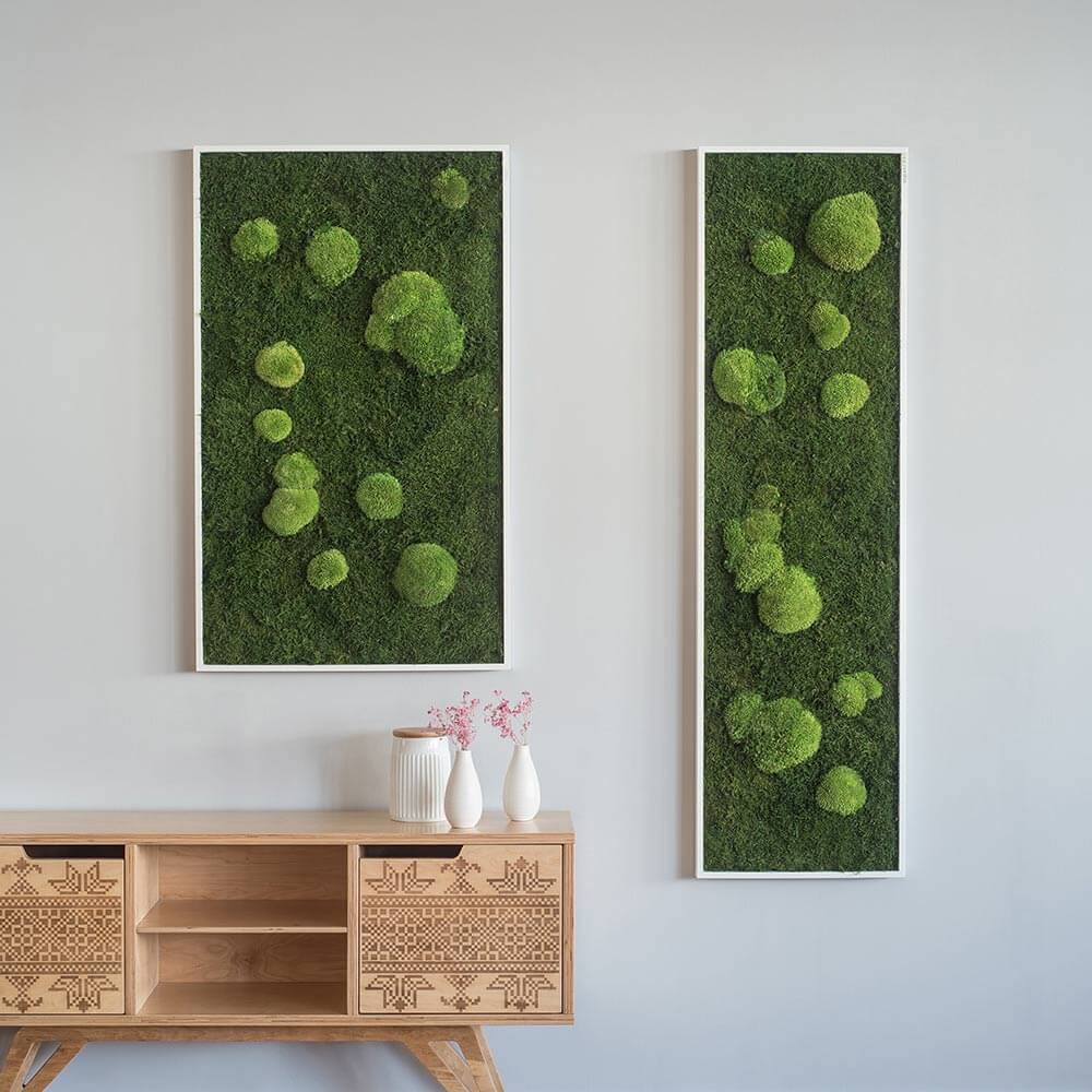 Green Wide Moss Wall Art (140x40cm) - Image 5
