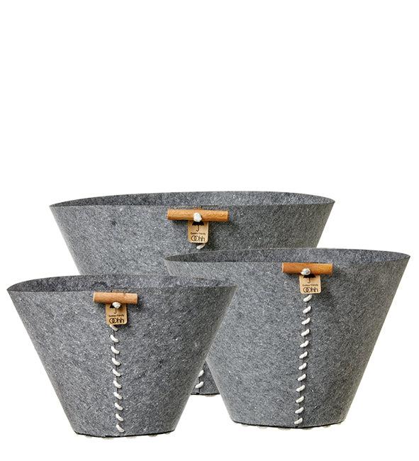 Grey Eco-Felt Buckets (Set of 3) - Image 4