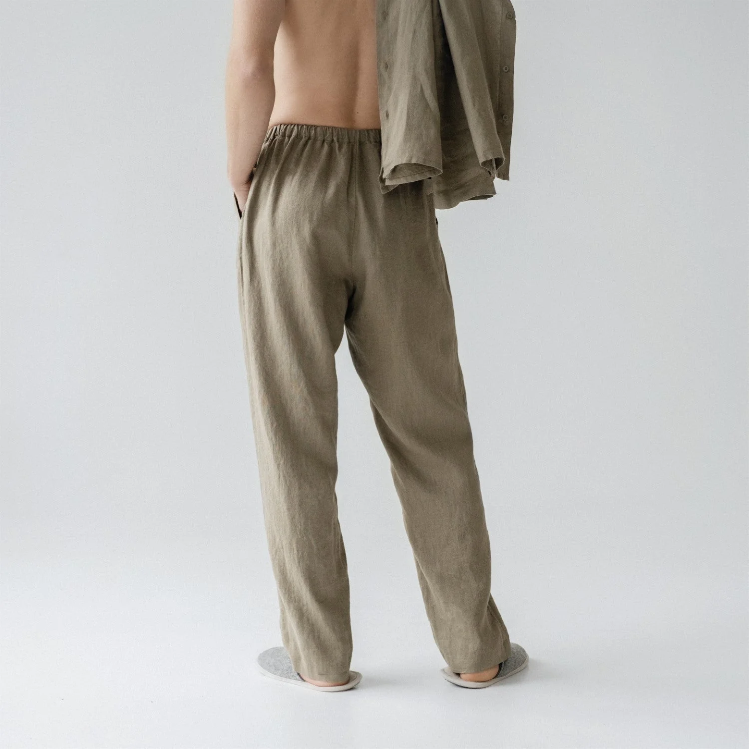 Currant Khaki Linen Loungewear Set - Image 5