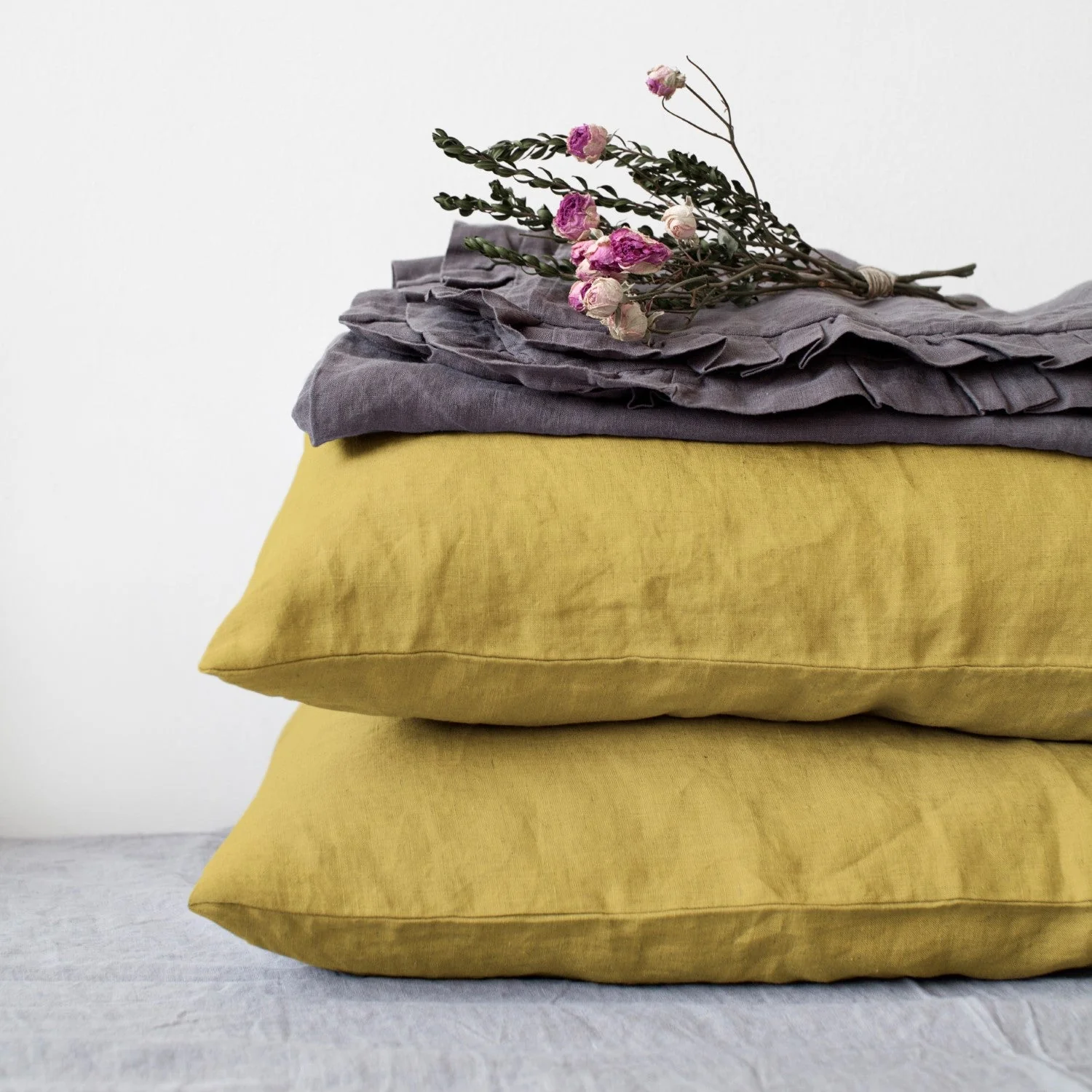 Lemon Curry Linen Pillowcase - Image 2