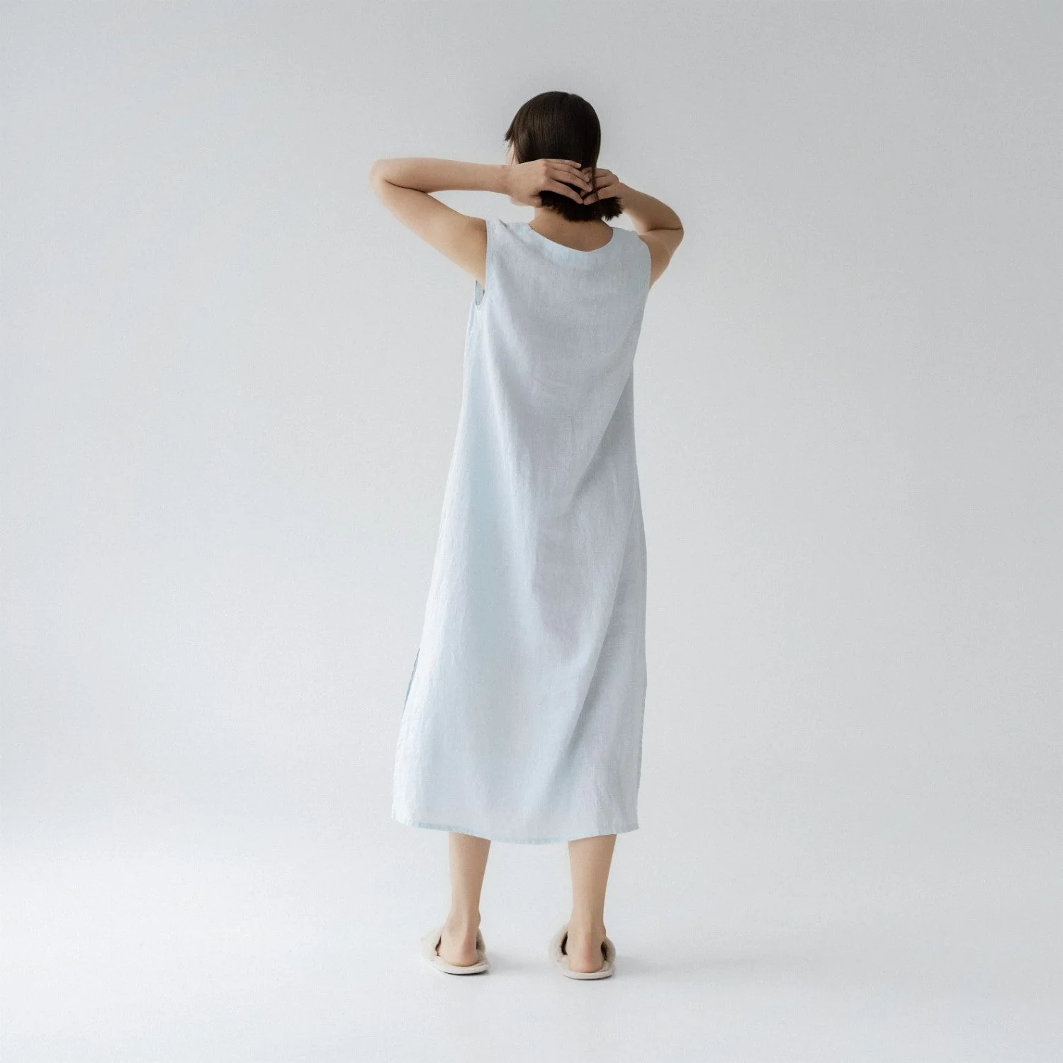 Nasturtium Light Blue Linen Dress - Image 3