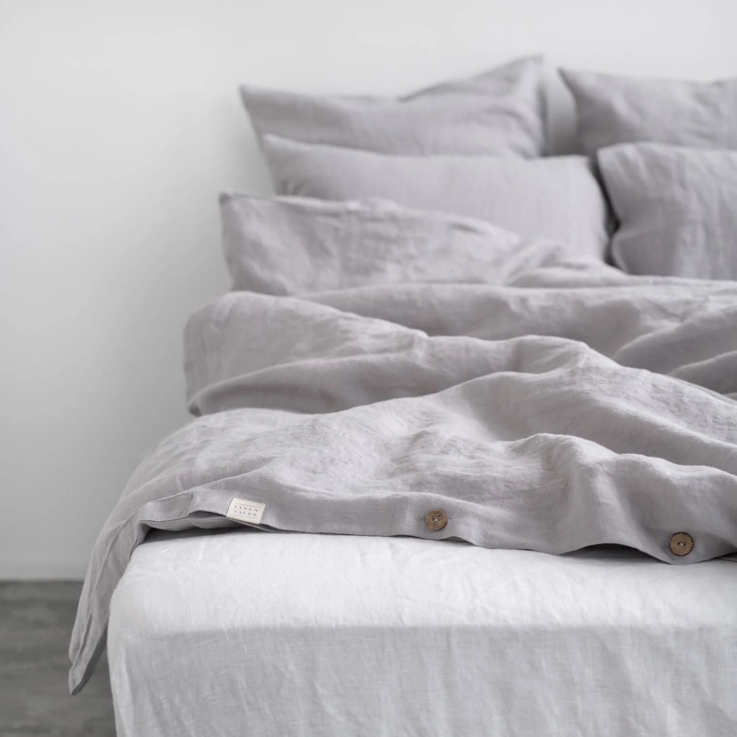 Light Grey Linen Duvet Cover Set - Image 6