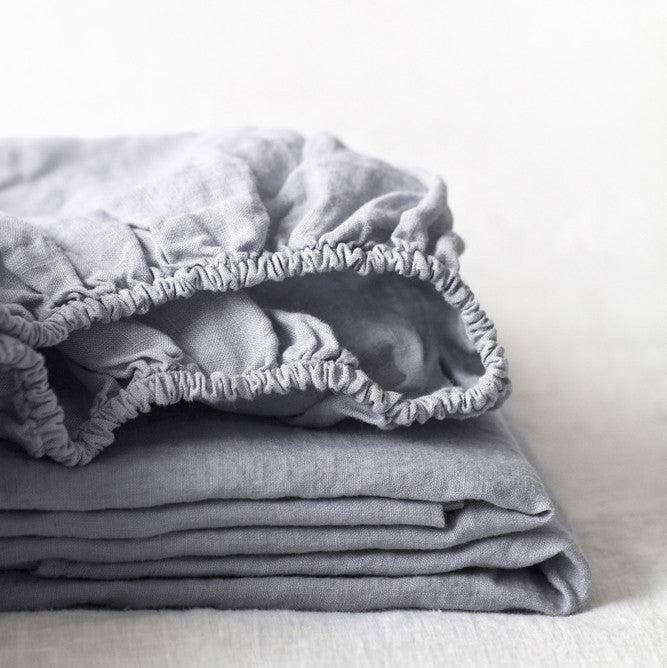 Light Grey Linen Fitted Sheet - Image 2