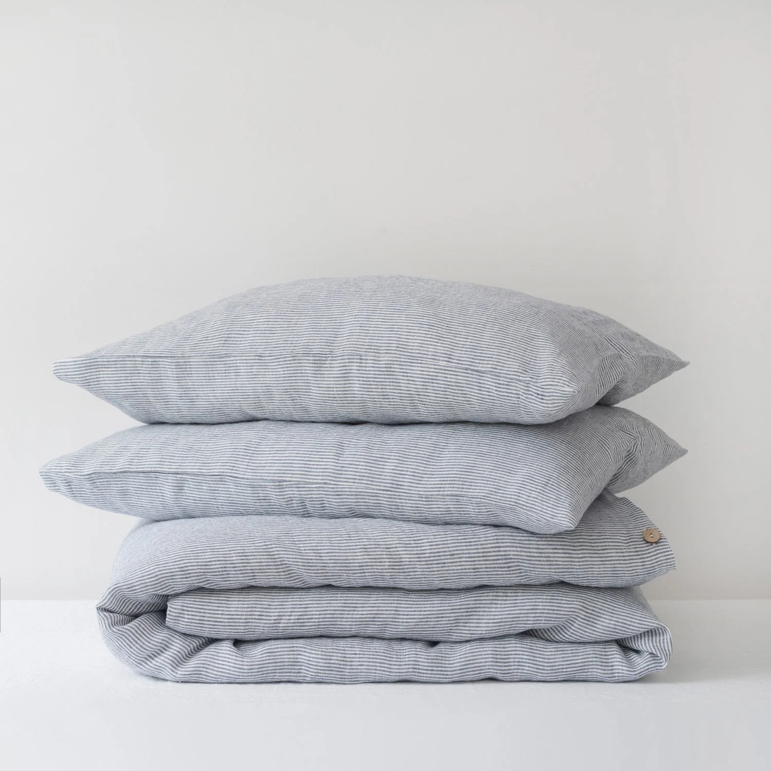 Limited Edition Blue Stripes Linen Duvet Cover Set - Image 2