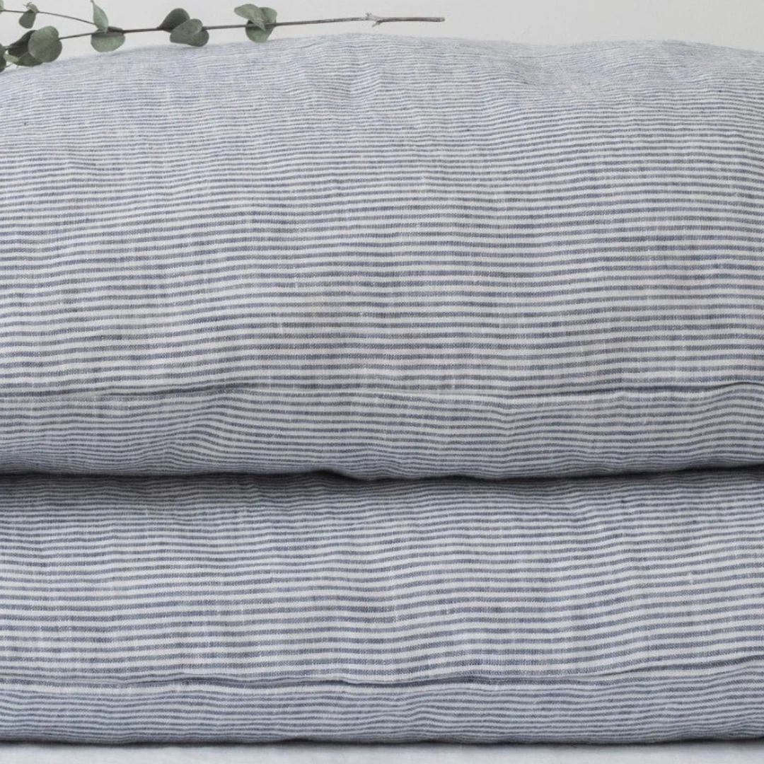 Limited Edition Blue Stripes Linen Pillowcase - Image 3