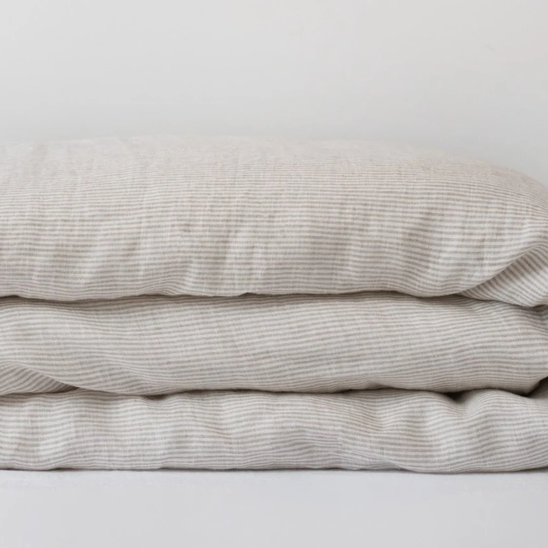 Natural Stripes Linen Duvet Cover - Image 3