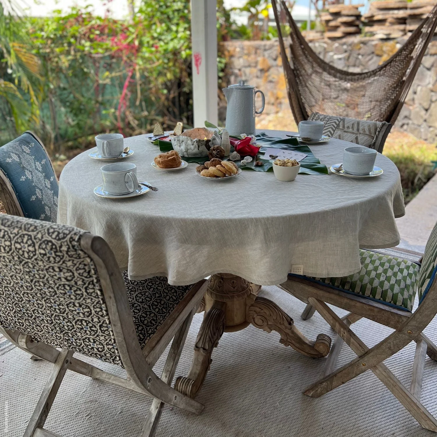Melange Lightweight Linen Round Tablecloth - Image 5