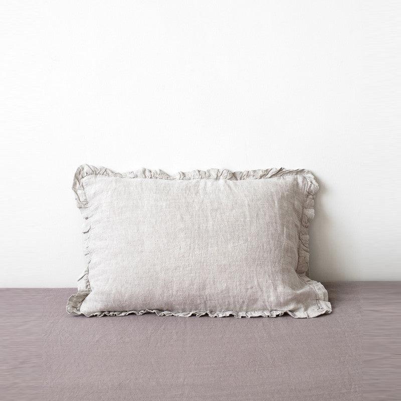 Melange Linen Pillowcase with Frills - Image 2