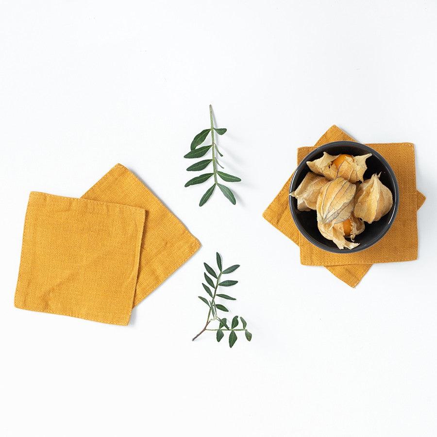 Mustard Linen Coasters - Image 2