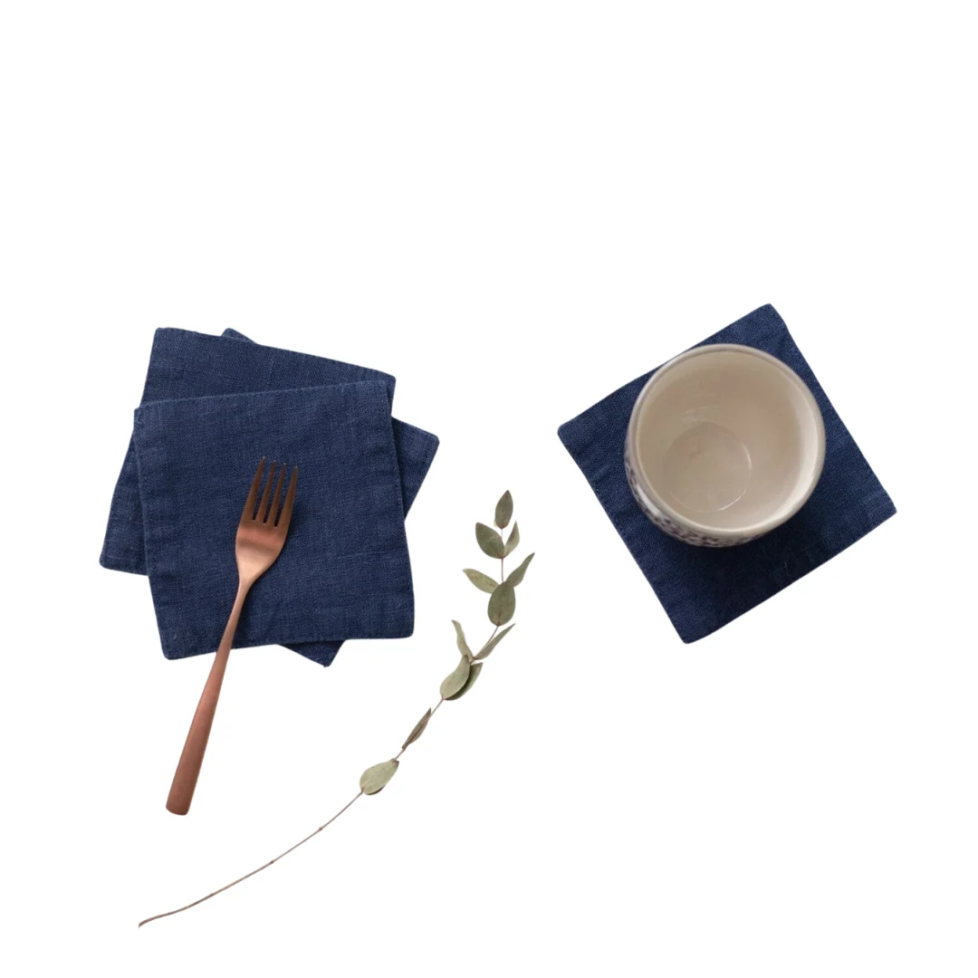 Navy Linen Coasters