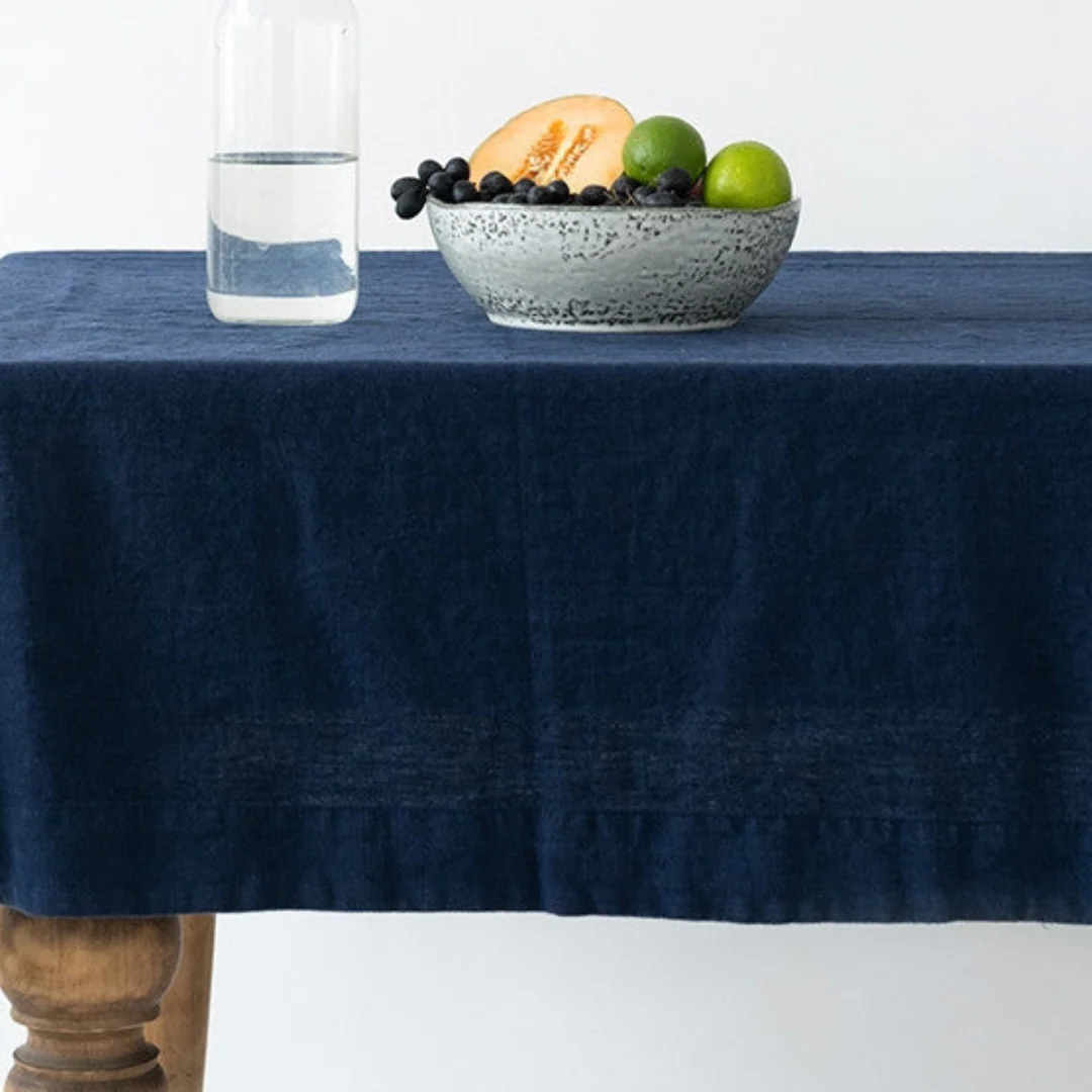 Navy Linen Tablecloth - Image 3
