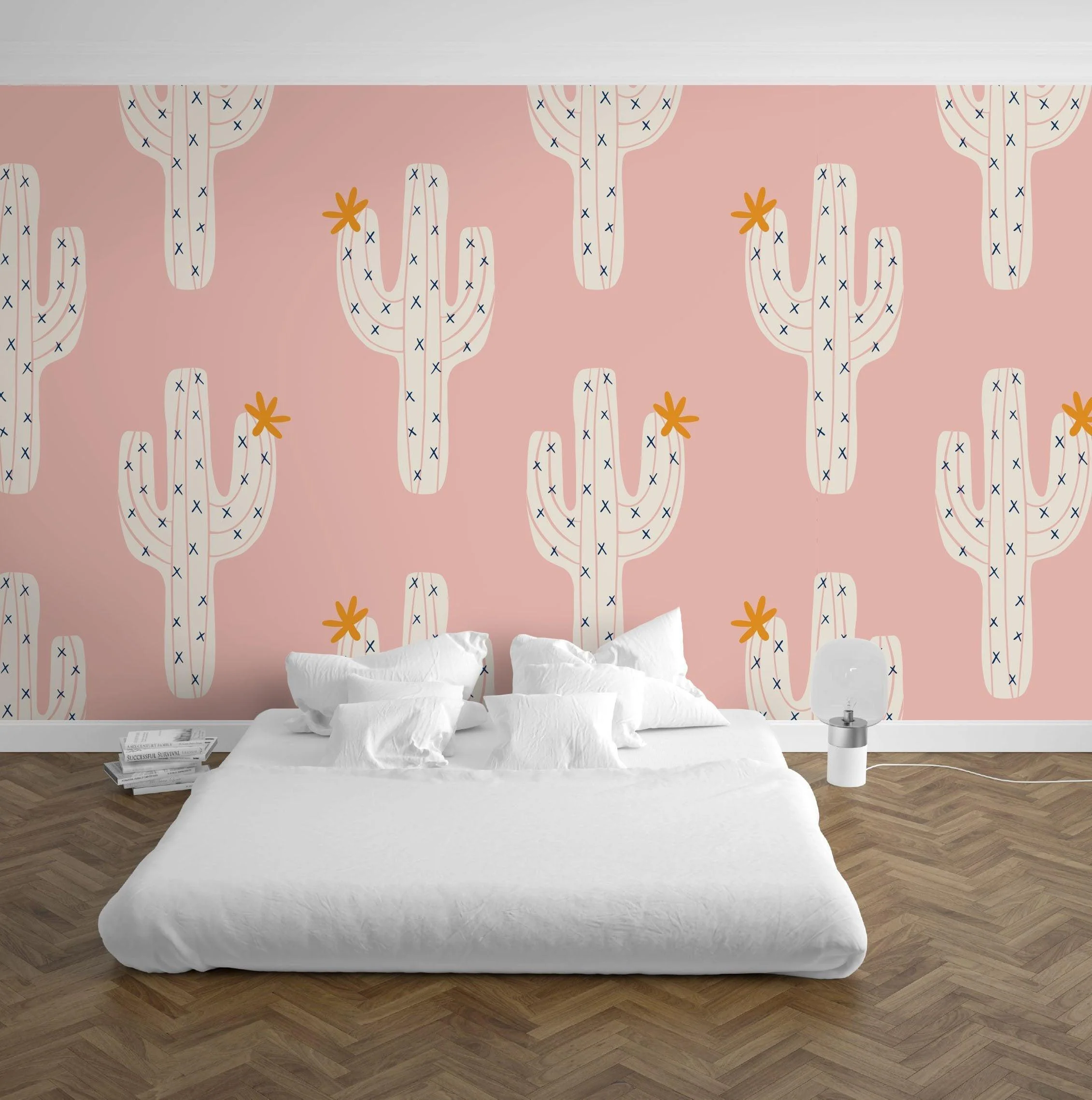 Pink Pastel Cactus Mural Wallpaper - Image 3