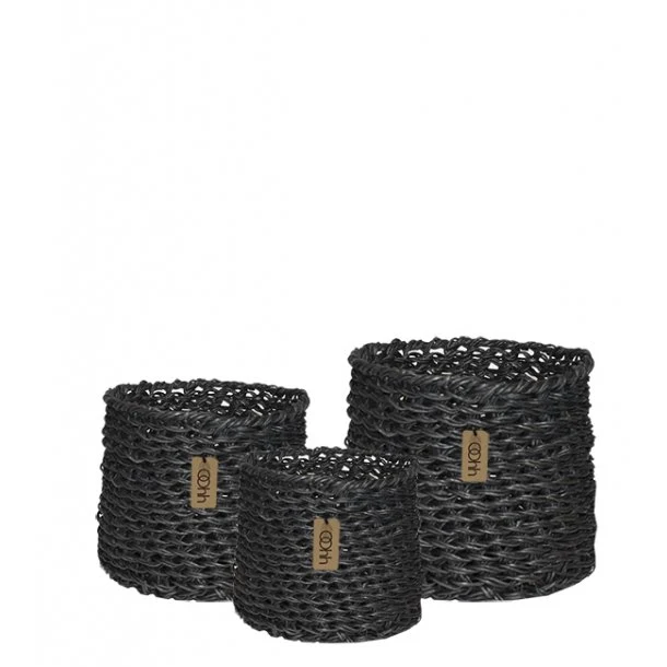 Natural Black Handwoven Paper Baskets (Set of 18) - Image 5