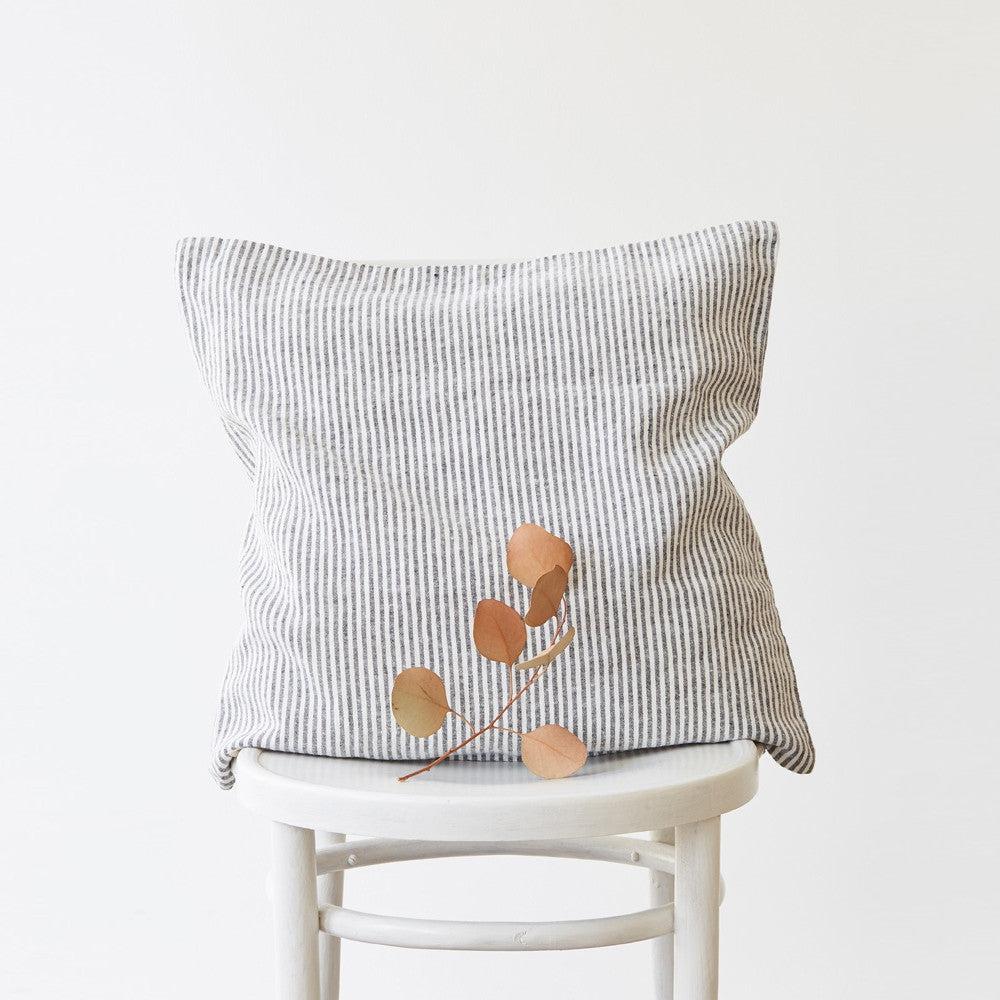 Thin Black Stripes Linen Cushion Cover - Image 2