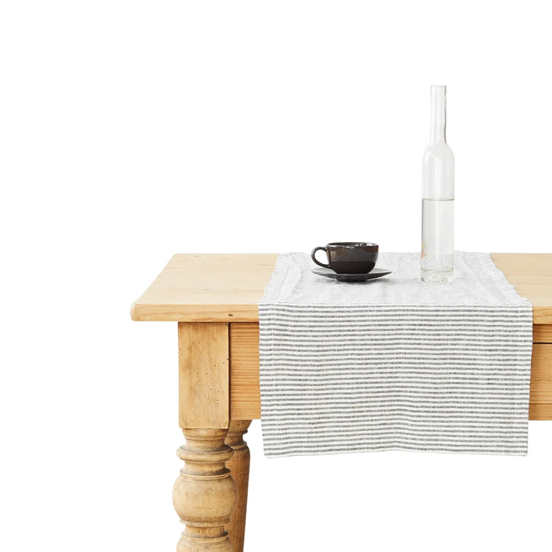 Thin Black Stripes Linen Table Runner (Set of 3)